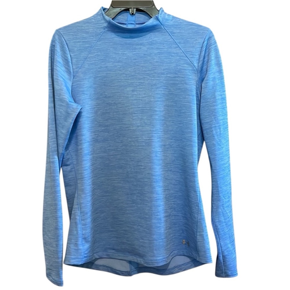 Under Armour ColdGear Armour Mock Blue Fitted Long Sleeve Shirt Pullover Medium
